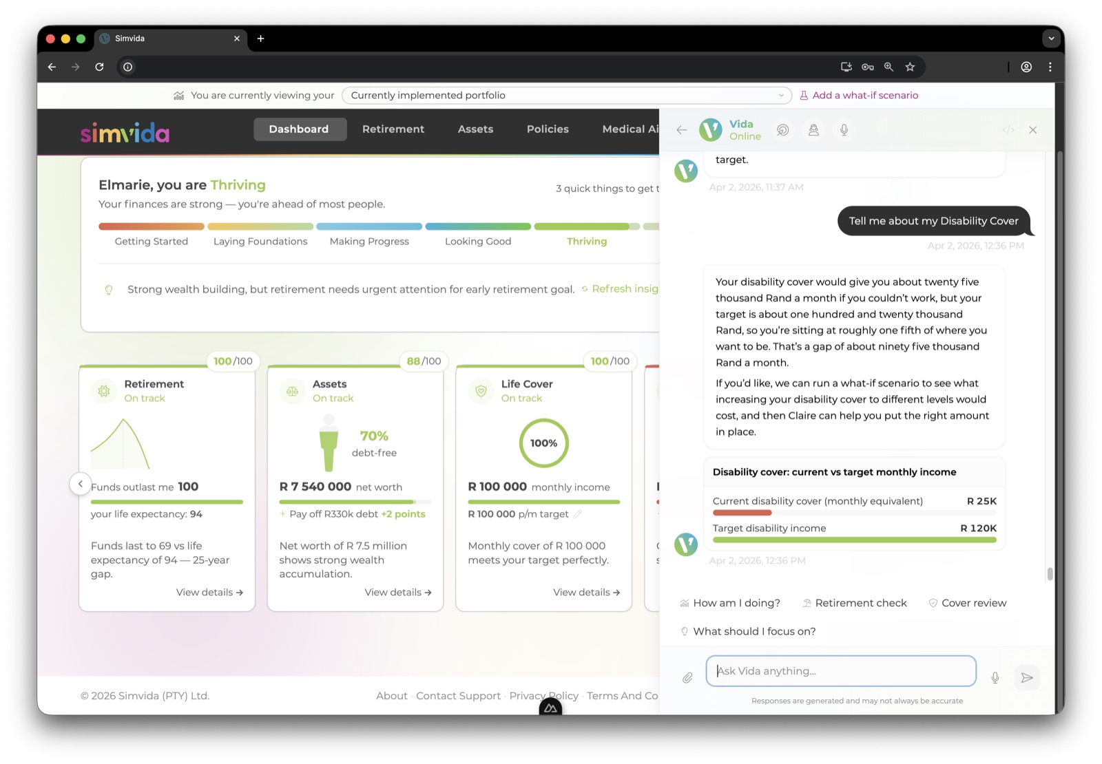 SimVida — AI feature inside an enterprise product